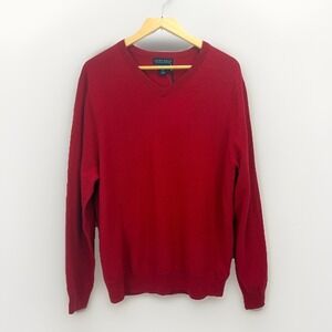 Allen Solly NWT Mens Red Extra Fine Merino Wool Sweater XL V-Neck Classic Preppy